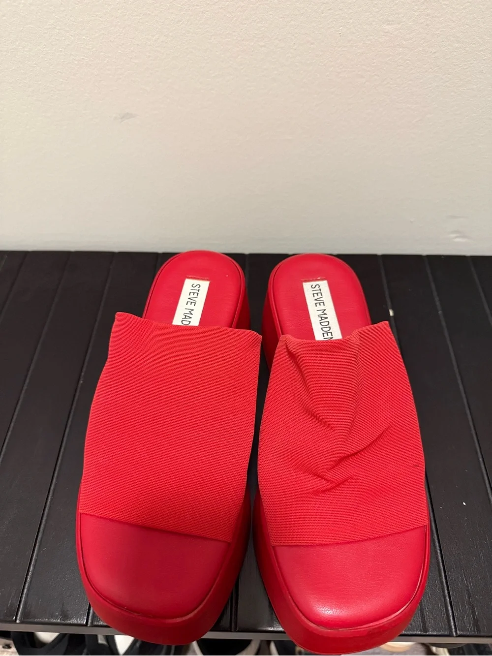 Steve Madden Red Platform Slide Sandals